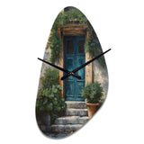 Blue And Beige Nature'S Front Door Greeting II - Asymmetric Metal Wall Clock