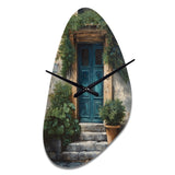 Blue And Beige Nature'S Front Door Greeting II - Asymmetric Metal Wall Clock