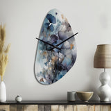 Blue And Flowers Bouquet Interpretation - Asymmetric Metal Wall Clock