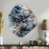 Blue And Flowers Bouquet Interpretation - Asymmetric Metal Wall Clock