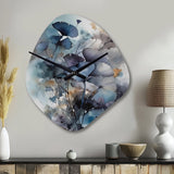 Blue And Flowers Bouquet Interpretation - Asymmetric Metal Wall Clock