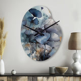 Blue And Flowers Bouquet Interpretation - Asymmetric Metal Wall Clock