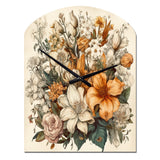 Cream And Orange Flowers Bouquet Interpretation I - Asymmetric Metal Wall Clock