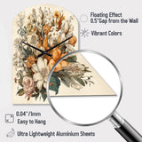 Cream And Orange Flowers Bouquet Interpretation I - Asymmetric Metal Wall Clock