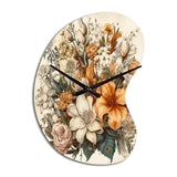 Cream And Orange Flowers Bouquet Interpretation I - Asymmetric Metal Wall Clock