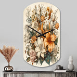 Cream And Orange Flowers Bouquet Interpretation I - Asymmetric Metal Wall Clock