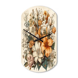 Cream And Orange Flowers Bouquet Interpretation I - Asymmetric Metal Wall Clock
