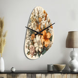 Cream And Orange Flowers Bouquet Interpretation I - Asymmetric Metal Wall Clock
