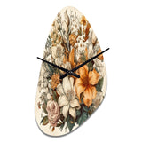 Cream And Orange Flowers Bouquet Interpretation I - Asymmetric Metal Wall Clock