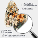 Cream And Orange Flowers Bouquet Interpretation I - Asymmetric Metal Wall Clock