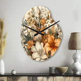 Cream And Orange Flowers Bouquet Interpretation I - Asymmetric Metal Wall Clock