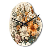 Cream And Orange Flowers Bouquet Interpretation I - Asymmetric Metal Wall Clock