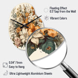 Cream And Orange Flowers Bouquet Interpretation I - Asymmetric Metal Wall Clock