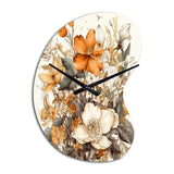 Cream And Orange Flowers Bouquet Interpretation II - Asymmetric Metal Wall Clock