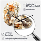 Cream And Orange Flowers Bouquet Interpretation II - Asymmetric Metal Wall Clock