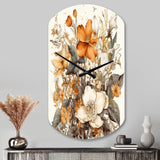 Cream And Orange Flowers Bouquet Interpretation II - Asymmetric Metal Wall Clock