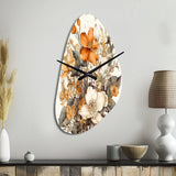 Cream And Orange Flowers Bouquet Interpretation II - Asymmetric Metal Wall Clock