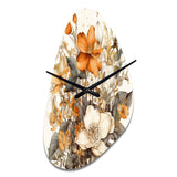 Cream And Orange Flowers Bouquet Interpretation II - Asymmetric Metal Wall Clock