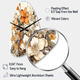 Cream And Orange Flowers Bouquet Interpretation II - Asymmetric Metal Wall Clock