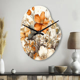 Cream And Orange Flowers Bouquet Interpretation II - Asymmetric Metal Wall Clock