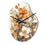 Cream And Orange Flowers Bouquet Interpretation II - Asymmetric Metal Wall Clock