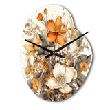 Cream And Orange Flowers Bouquet Interpretation II - Asymmetric Metal Wall Clock