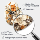 Cream And Orange Flowers Bouquet Interpretation II - Asymmetric Metal Wall Clock