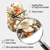 Cream And Orange Flowers Bouquet Interpretation II - Asymmetric Metal Wall Clock