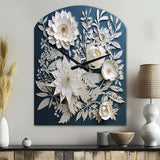 White And Blue Flowers Bouquet Elegance - Asymmetric Metal Wall Clock