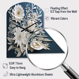 White And Blue Flowers Bouquet Elegance - Asymmetric Metal Wall Clock