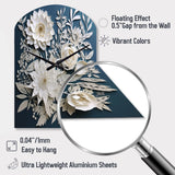 White And Blue Flowers Bouquet Elegance - Asymmetric Metal Wall Clock