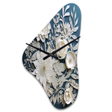 White And Blue Flowers Bouquet Elegance - Asymmetric Metal Wall Clock