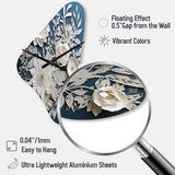 White And Blue Flowers Bouquet Elegance - Asymmetric Metal Wall Clock