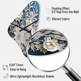 White And Blue Flowers Bouquet Elegance - Asymmetric Metal Wall Clock