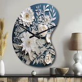 White And Blue Flowers Bouquet Elegance - Asymmetric Metal Wall Clock