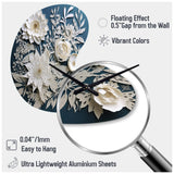 White And Blue Flowers Bouquet Elegance - Asymmetric Metal Wall Clock