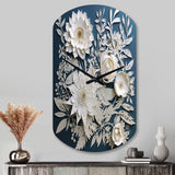 White And Blue Flowers Bouquet Elegance - Asymmetric Metal Wall Clock