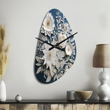 White And Blue Flowers Bouquet Elegance - Asymmetric Metal Wall Clock