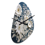 White And Blue Flowers Bouquet Elegance - Asymmetric Metal Wall Clock
