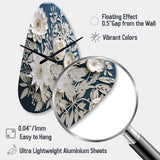 White And Blue Flowers Bouquet Elegance - Asymmetric Metal Wall Clock