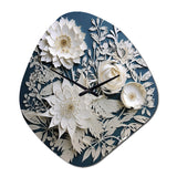 White And Blue Flowers Bouquet Elegance - Asymmetric Metal Wall Clock