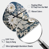White And Blue Flowers Bouquet Elegance - Asymmetric Metal Wall Clock
