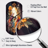 Antique Floral Mirror With Butterflies I - Asymmetric Metal Wall Clock