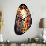 Antique Floral Mirror With Butterflies I - Asymmetric Metal Wall Clock