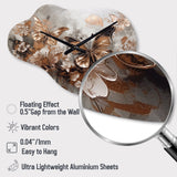 Rose Gold Butterfly Wings And Flowers I - Asymmetric Metal Wall Clock