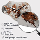 Rose Gold Butterfly Wings And Flowers II - Asymmetric Metal Wall Clock