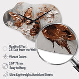 Rose Gold Butterfly Wings And Flowers II - Asymmetric Metal Wall Clock
