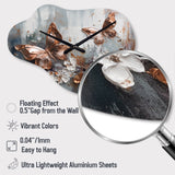 Rose Gold Butterfly Wings And Flowers III - Asymmetric Metal Wall Clock
