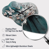 Flowers With Butterflies Painting I - Asymmetric Metal Wall Clock
