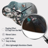Flowers With Butterflies Painting II - Asymmetric Metal Wall Clock